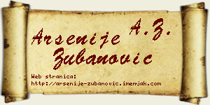 Arsenije Zubanović vizit kartica